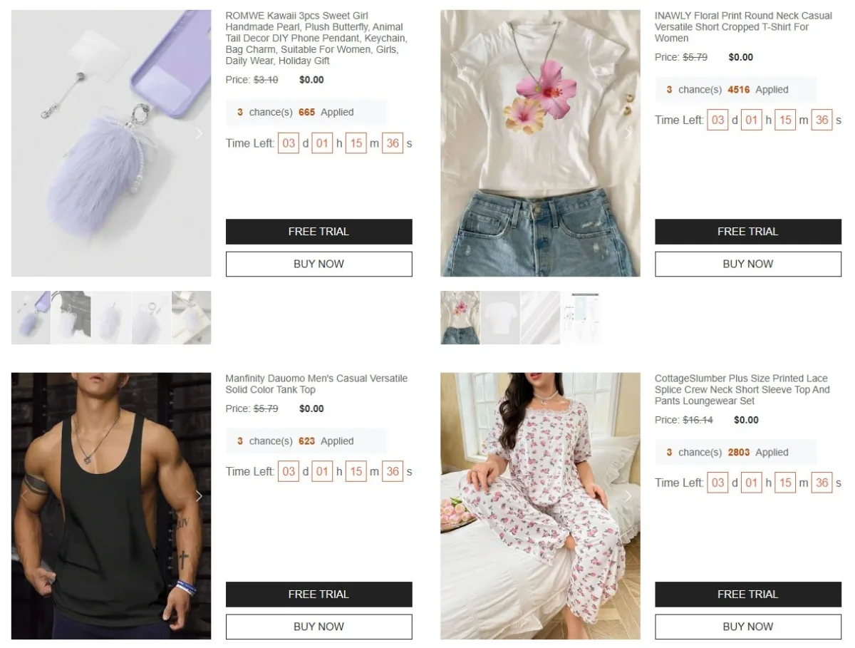 shein free trial center