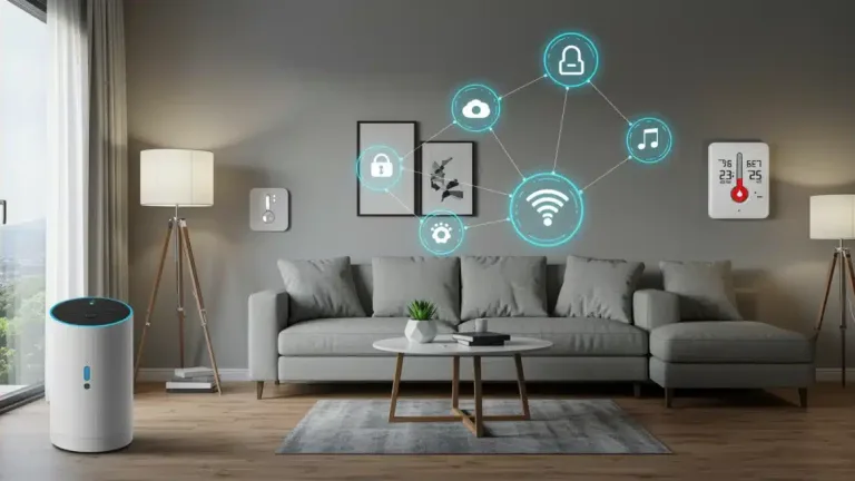 Integrated smart home devices in a modern living room