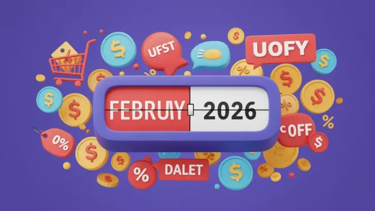 Limited-time offers countdown to 2026, featuring shopping cart and discount symbols.