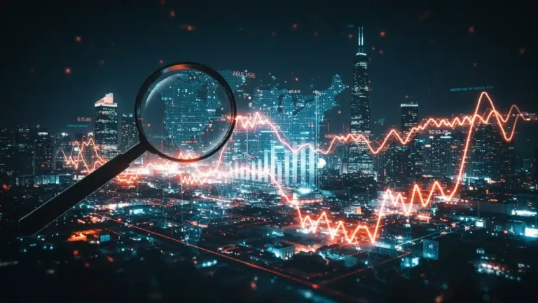 Futuristic digital cityscape representing U.S. digital market trends analysis for competitive intelligence