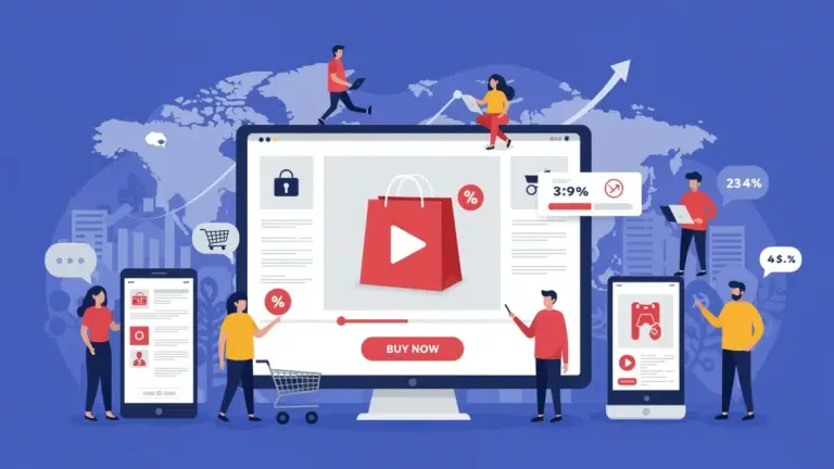 Dynamic shoppable video interface with interactive product display and call-to-action buttons boosting e-commerce sales.