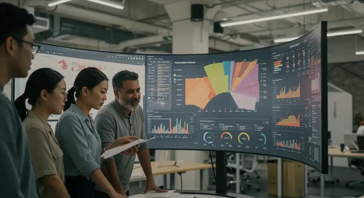 Marketing team analyzing segmented customer data and campaign performance