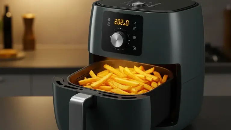 Modern 2026 air fryer model cooking food efficiently