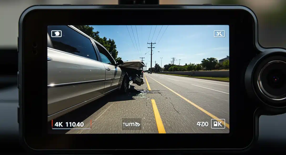 Detailed 4K dash cam footage showing a clear road incident with time stamp.