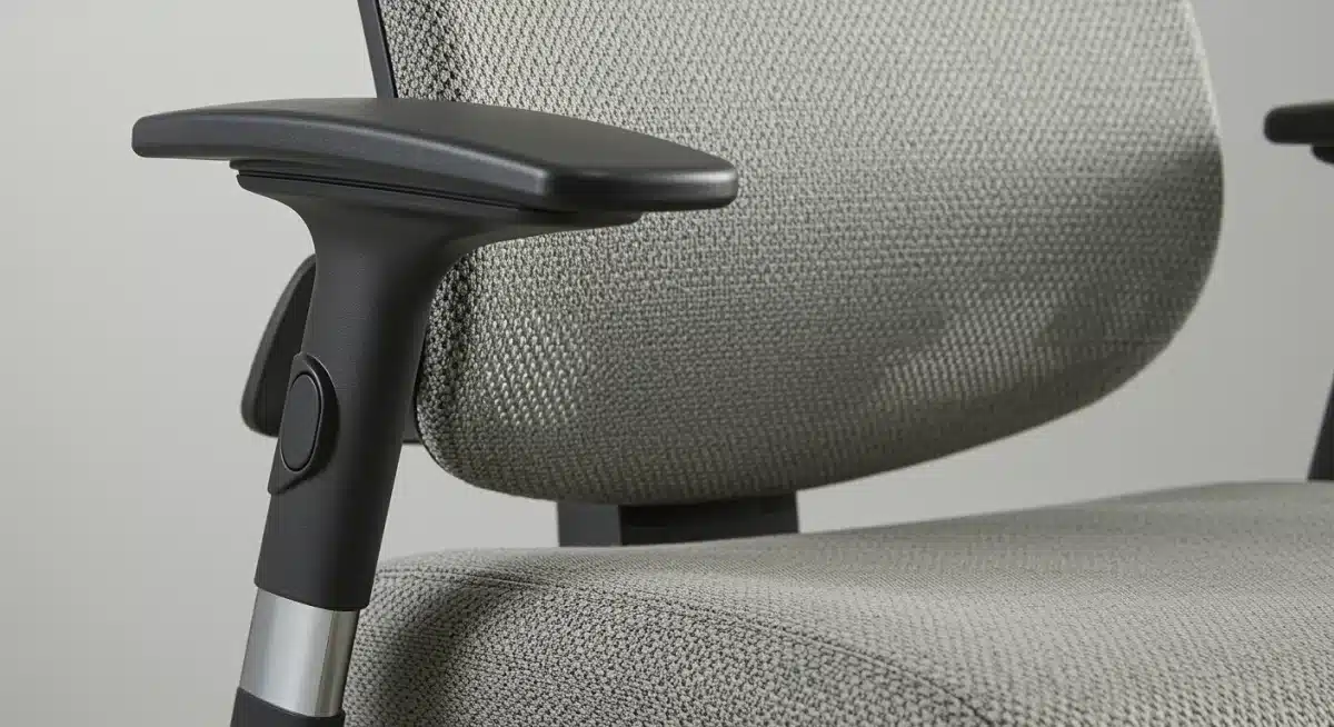 Detailed view of adjustable lumbar support on an ergonomic chair
