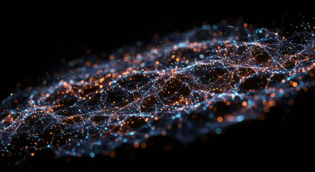 Complex data network representing AI predictive analytics in advertising