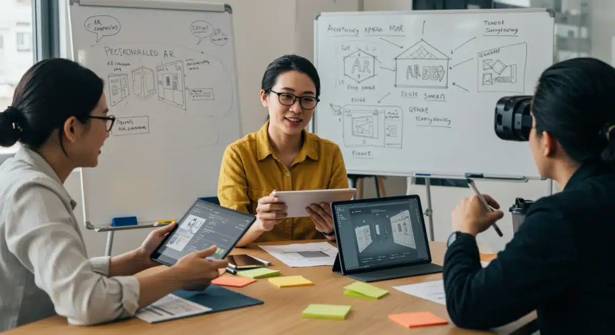 Marketing team developing personalized AR advertising campaigns