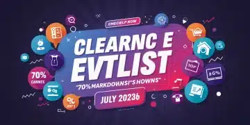 Clearance event hotlist banner with 70 percent plus markdowns and July 2026 deadline