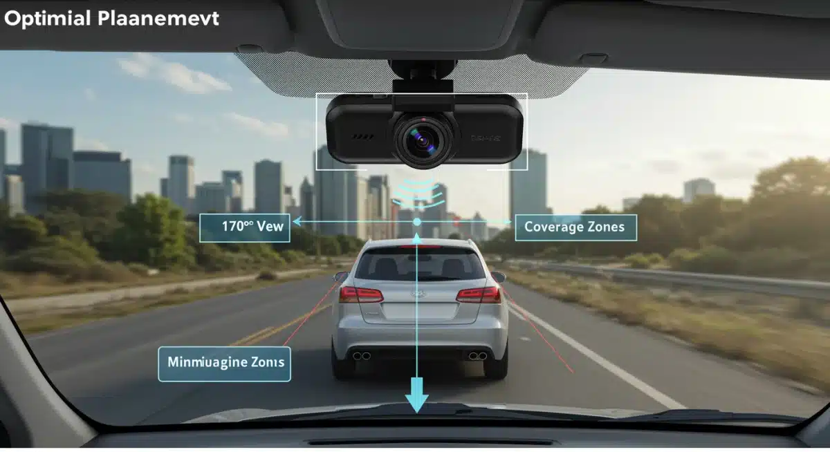 Diagram illustrating optimal dash cam placement for a 170-degree field of view.