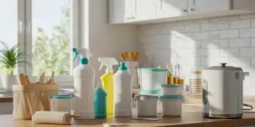 Modern kitchen with sustainable cleaning and household essentials