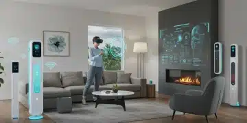 Futuristic smart home with integrated AI and immersive tech