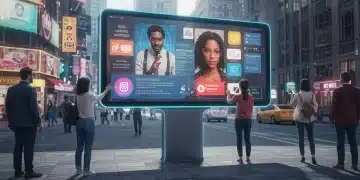Interactive digital billboard showcasing engaging ad formats in a modern U.S. city