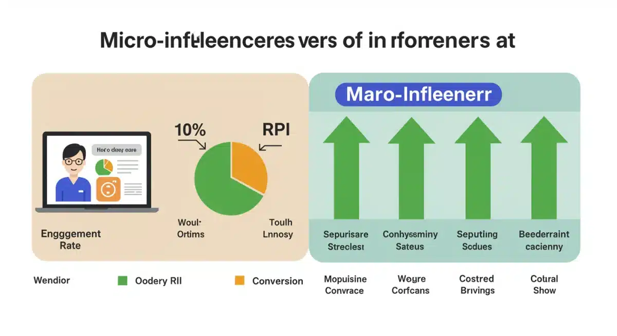 Infographic comparing micro-influencer vs macro-influencer KPIs and ROI benefits