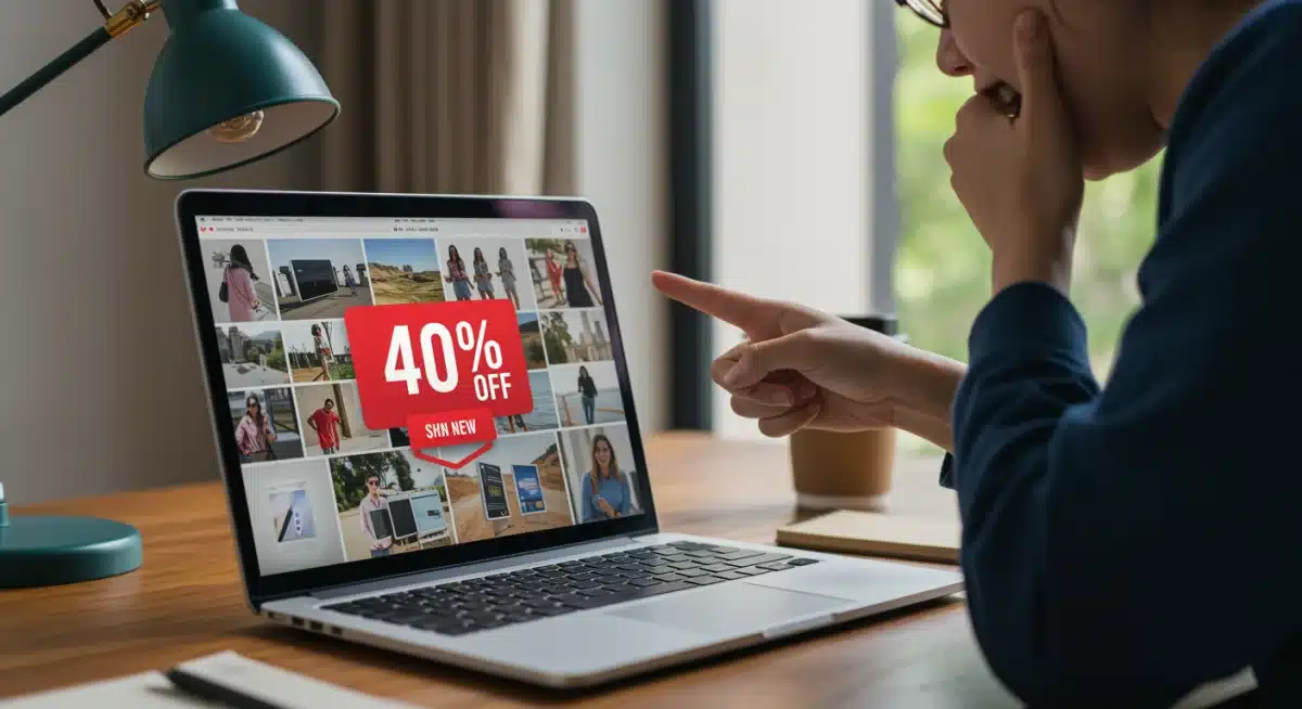 Person finding great deals on a laptop during a flash sale