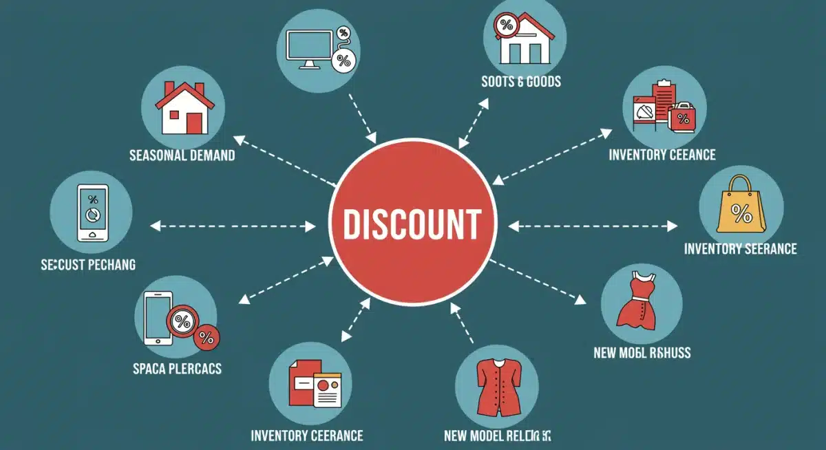 Infographic showing factors influencing product price reductions and seasonal sales