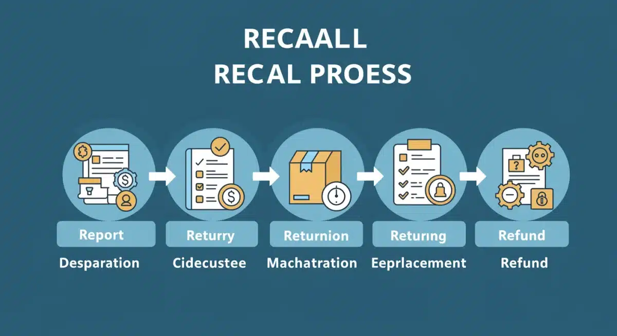 Infographic illustrating the steps of a product recall process.