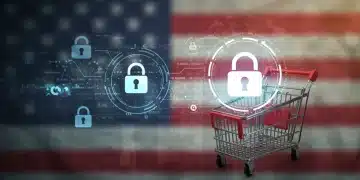 Illustration of secure data flow in e-commerce, symbolizing new Q1 2026 data privacy regulations affecting U.S. online shopping.