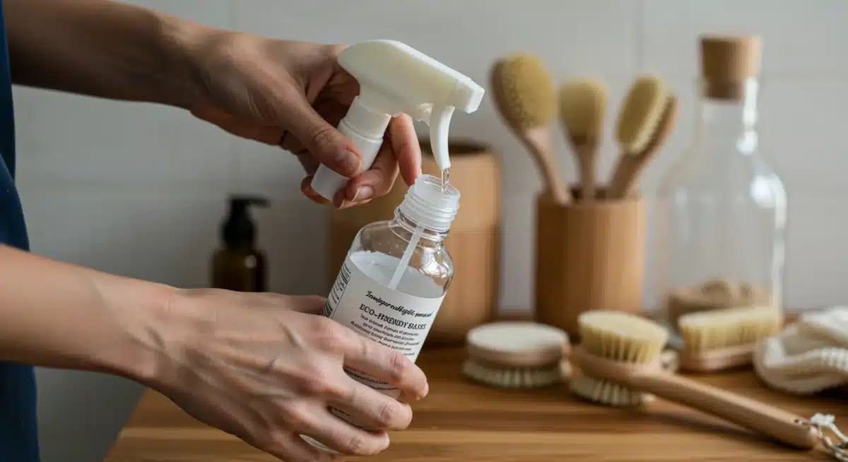 Refilling reusable cleaning product bottle