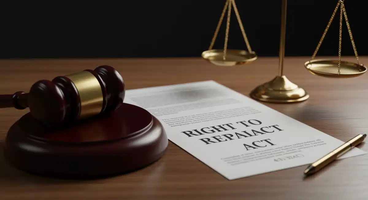 Legal document with 'Right to Repair Act' highlighted, symbolizing new legislation and consumer protection.