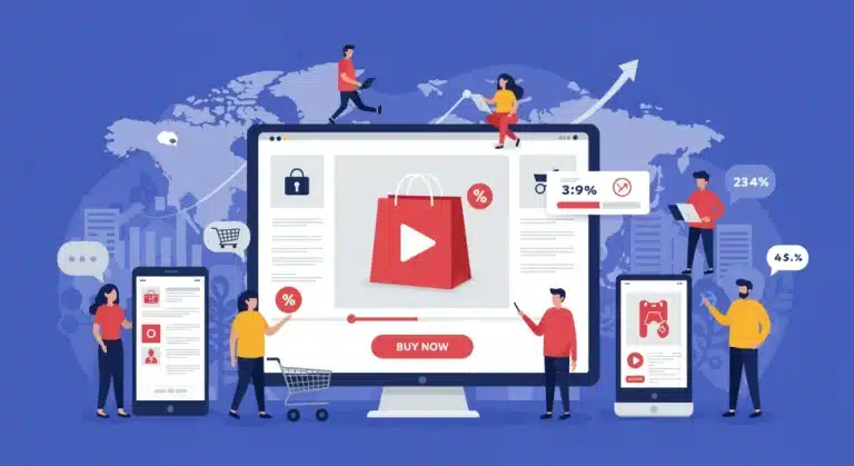 Dynamic shoppable video interface with interactive product display and call-to-action buttons boosting e-commerce sales.