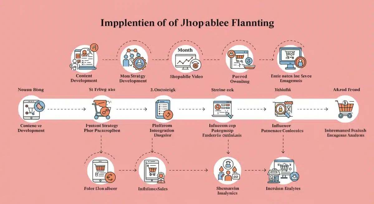 6-month strategic roadmap for shoppable video implementation with key milestones and actions.