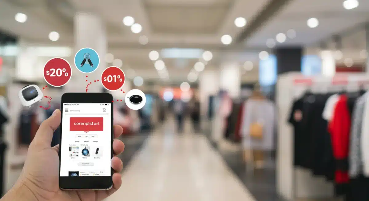 Woman comparing prices on phone for summer sale