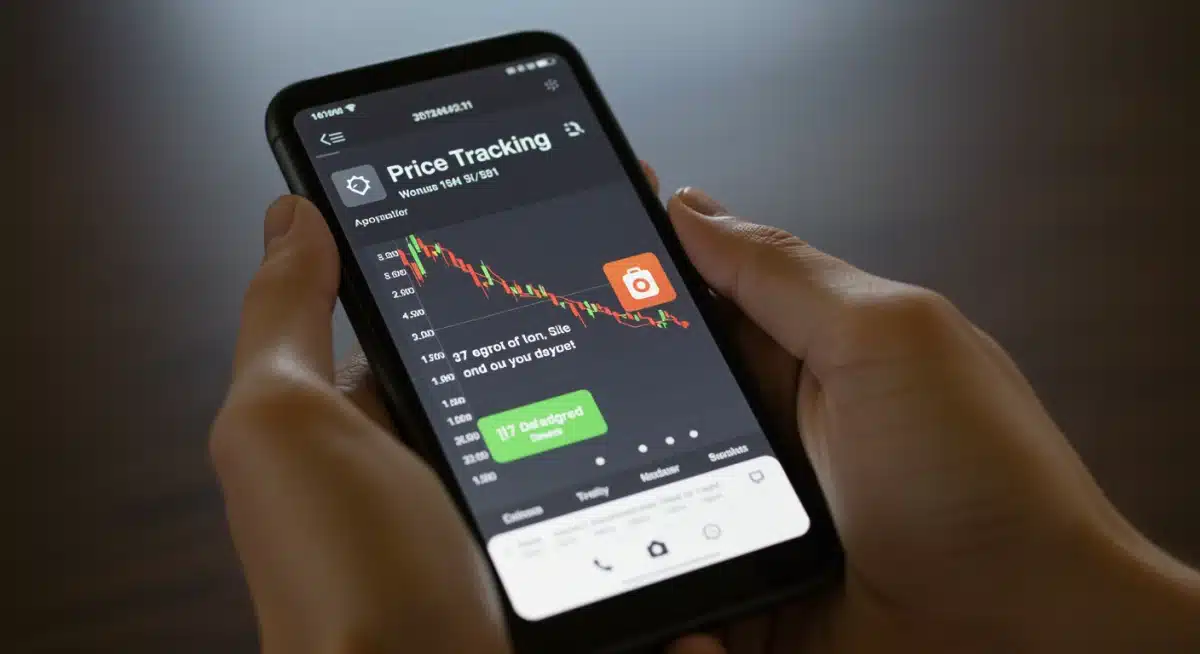 Smartphone displaying a price tracking app with a significant price drop notification