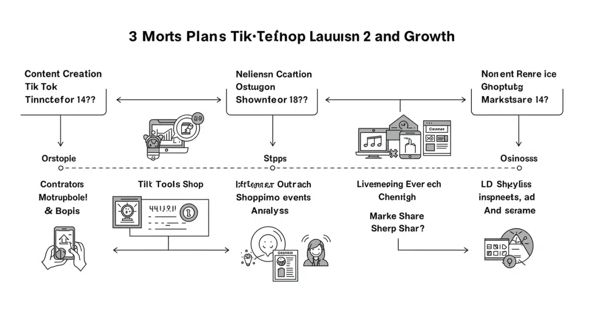 Infographic detailing a 3-month TikTok Shop action plan for U.S. brands, highlighting key growth milestones.