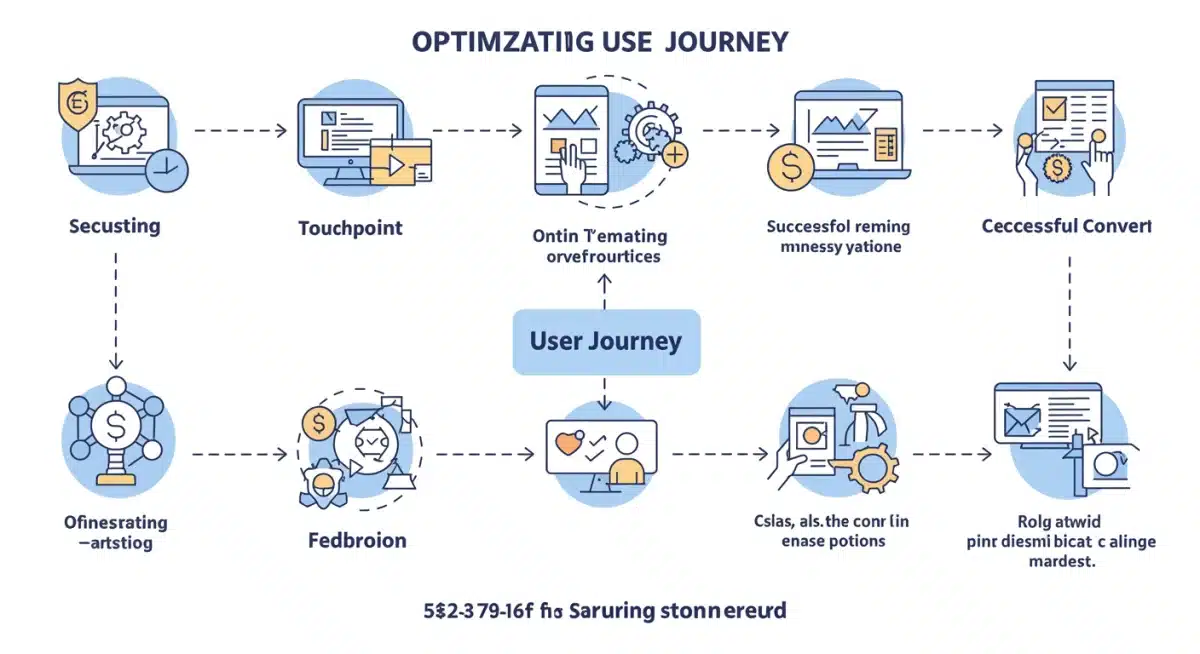 Website user journey optimization flowchart with conversion steps