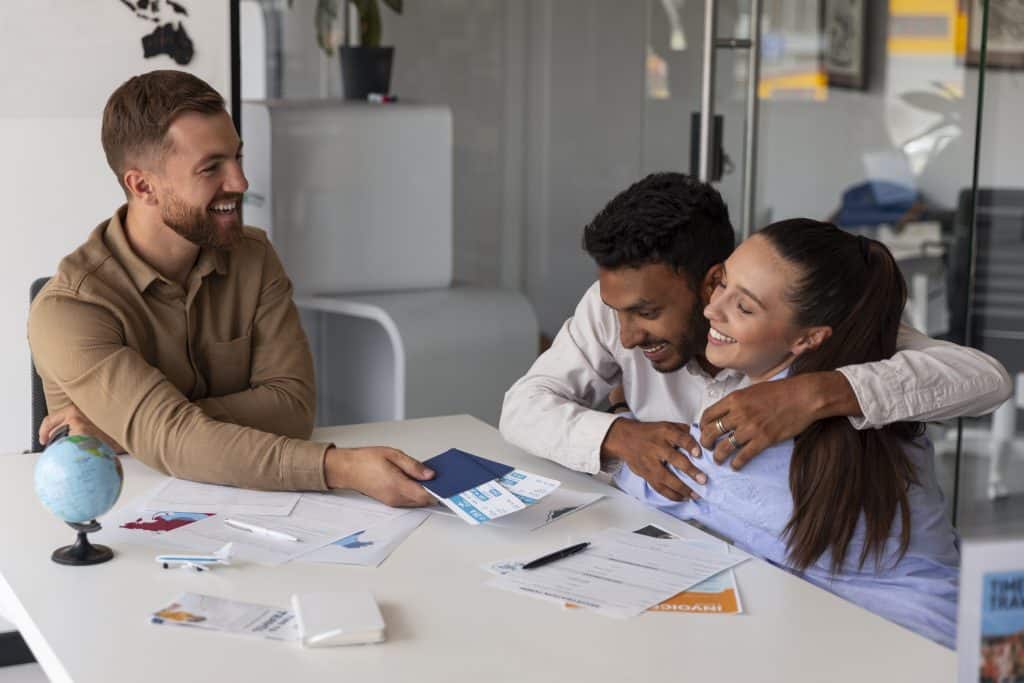 Person reviewing financial education materials and digital budgeting tools