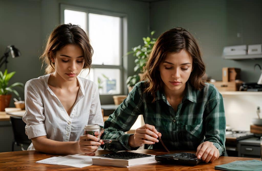 Young adult reviewing student loan balances and household expenses.